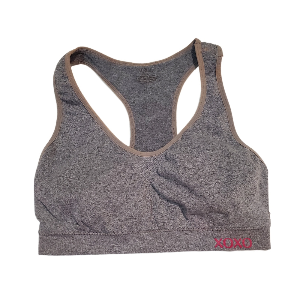 XOXO Women's Gray Racerback Sports Bra